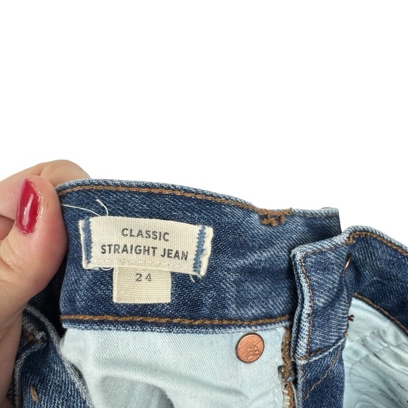 MADEWELL The Classic Straight Jean Medium Wash Distressed Size 24 Busted Knee - Picture 7 of 16